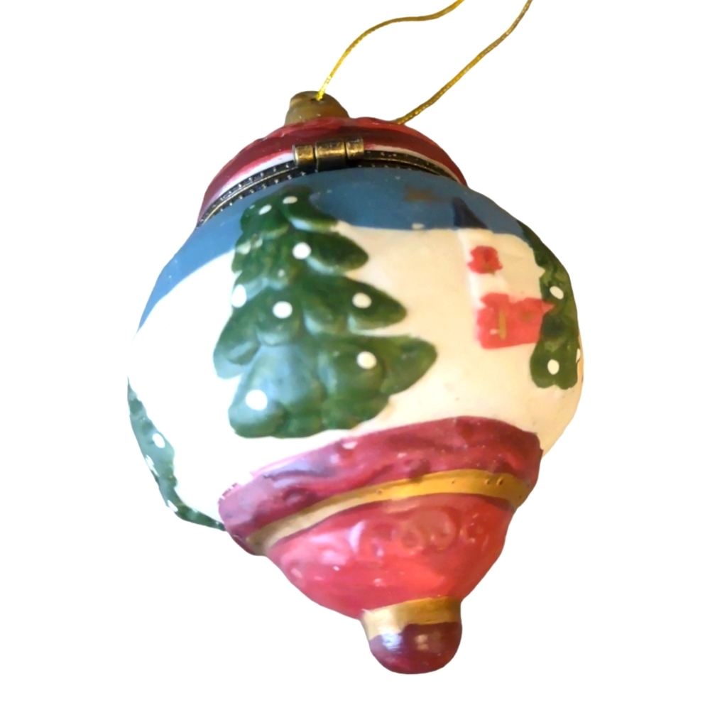 Christmas Ceramic Hinged Trinket Holder Ornament or Craft Holiday Decorations